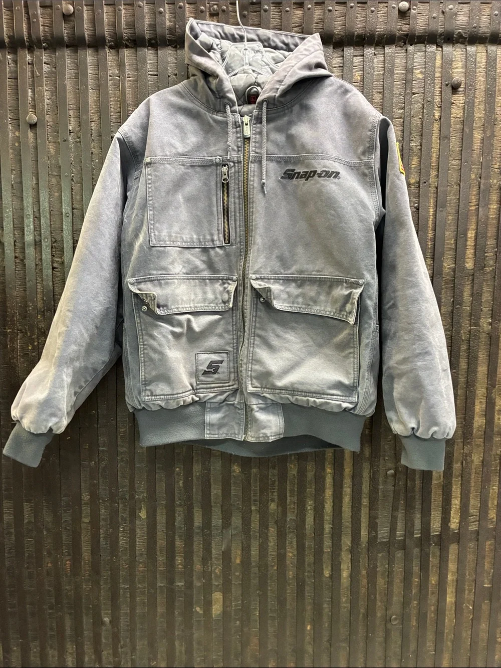 Snap-on Men's Hooded Bomber Jacket in Gray - Picture 1 of 7